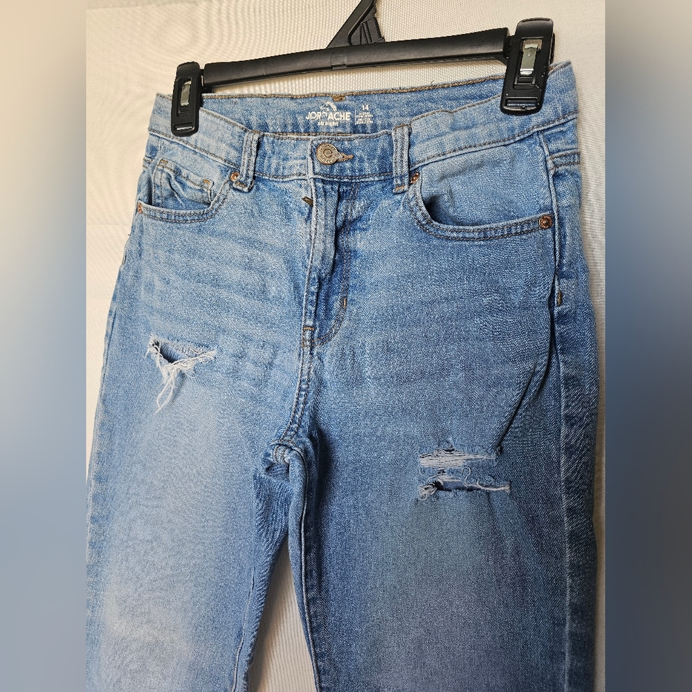 Light Blue Distressed Straight legWomen’s Jeans - Picture 4 of 16